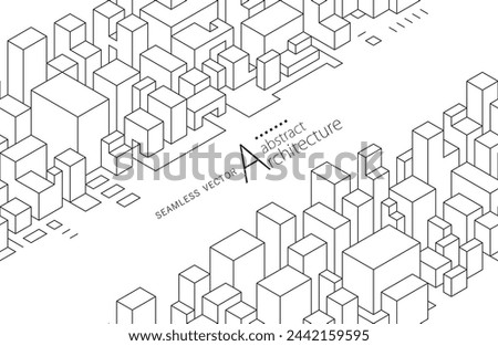 Seamless design abstract urban building line drawing. 3D illustration linear drawing architecture modern abstract background. 