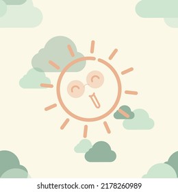 Seamless design colorful cute cartoon happy summer bright sun wear sunglasses and cloud for template of children background illustration vector 