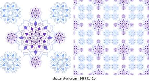Seamless design with colorful mandalas pattern illustration
