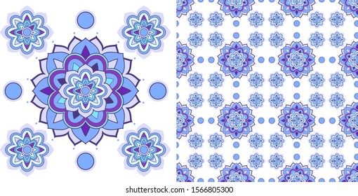 Seamless design with colorful mandalas pattern  illustration