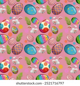 Diseño sin fisuras con huevos, conejos y hojas