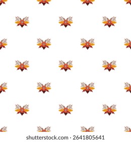 Seamless design featuring autumn-inspired floral elements in warm colors, creating a decorative and harmonious pattern, perfect for seasonal or abstract backgrounds, cheerful designs,
