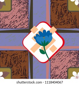 seamless design with geometrical patterns with flowers