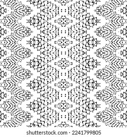Patrón de tinta de diseño sin inconvenientes. Impresión de Boho de etnia. Patrón de Doodle Oscuro en Color Negro. Ikat Batik Nativo De Color Negro. Vector de tinta étnica. Simple Patrón Zig Zag. Vector de Doodle Oscuro sin Precedentes