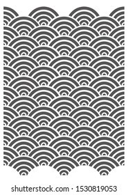 Seamless design inspired by water traditional symbol of Japanese. Holiday greeting card, textile, paper, ceramics. Easily change any colour with vector illustration.