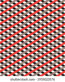 seamless design with layered bands of various colors evenly spaced and crossing each other at obtuse angles