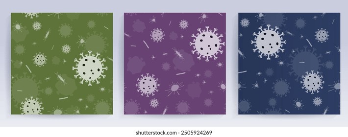 Seamless design with light abstract silhouette of coronavirus elements. Sign of coronavirus COVID-2019.