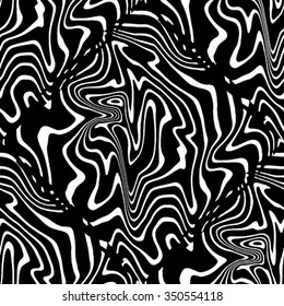 Seamless design monochrome vortex movement illusion background. Abstract strip lines warped twisted backdrop. Vector-art illustration. No gradient
