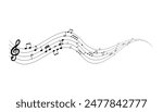 Seamless design with music notes wave isolated shadow Free Vector editable background