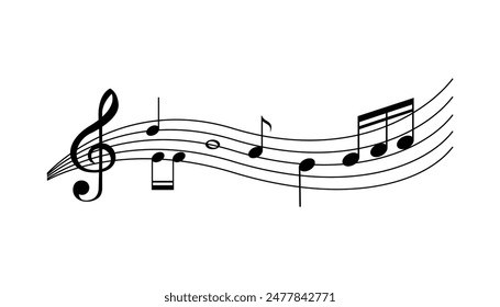 Seamless design with music notes wave isolated shadow Free Vector editable background