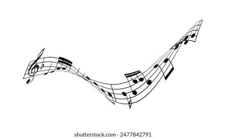 Seamless design with music notes wave isolated shadow Free Vector editable background