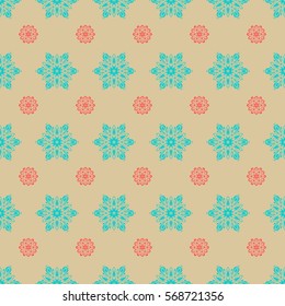 Seamless design on beige background. Abstract seamless with Floral Elements. Vector winter pattern.