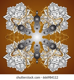 Seamless design on brown background. Abstract seamless with Floral Elements. Vector winter pattern.