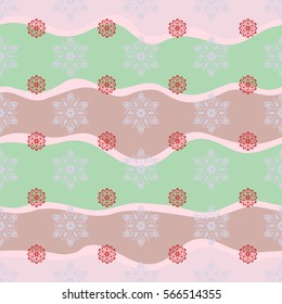Seamless design on wave background in neutral and orange colors. Abstract seamless with Floral Elements. Vector winter pattern.