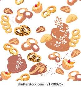 Seamless design with pastries