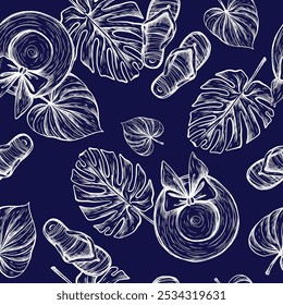 Patrón de diseño sin fisuras con flores y ramitas con hojas. Ilustrador de Vector