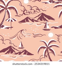 seamless design pattern with flowers and twigs with leaves. Vector illustrator