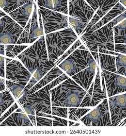 seamless design pattern with flowers and twigs with leaves. Vector illustrator