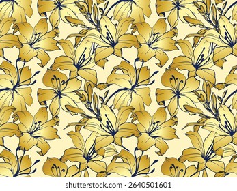 seamless design pattern with flowers and twigs with leaves. Vector illustrator