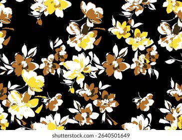 seamless design pattern with flowers and twigs with leaves. Vector illustrator