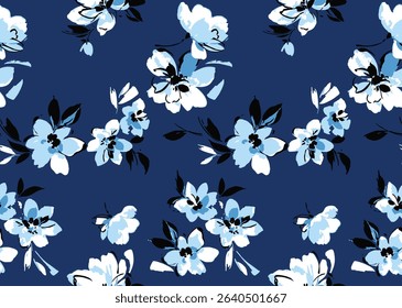 seamless design pattern with flowers and twigs with leaves. Vector illustrator