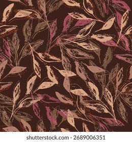 seamless design pattern with flowers and twigs with leaves. Vector illustrator