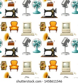 Seamless design pattern isolated on white illustration