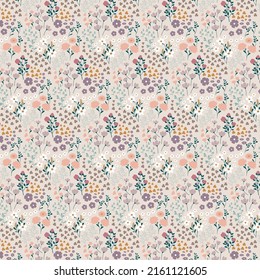 Seamless design pattern, with tiny flowers. Repeating and editable vector file.