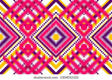 Seamless design pattern, traditional geometric pattern. purple yellow pink white vector illustration design, abstract fabric pattern, aztec style for textiles, wallpaper