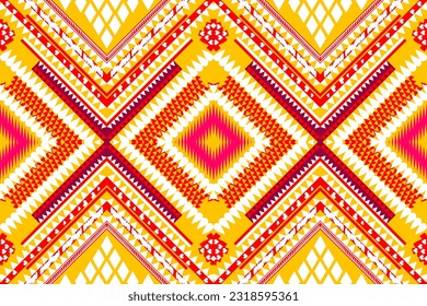 Seamless design pattern, traditional geometric zigzag pattern.red yellow white    vector illustration design, abstract fabric pattern, aztec style for textiles, 