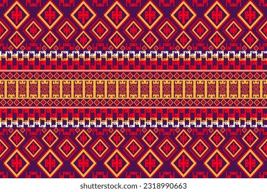 Seamless design pattern, traditional geometric zigzag pattern. yellow red purple white    vector illustration design, abstract fabric pattern, aztec style for textiles, 