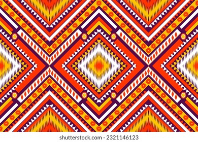 Seamless design pattern, traditional geometric star zigzag pattern. yellow purple orange  white  vector illustration design, abstract fabric pattern, aztec style for textiles, 