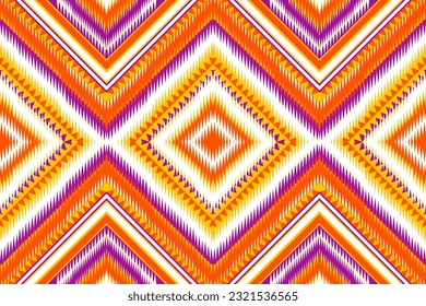 Seamless design pattern, traditional geometric star zigzag pattern. yellow purple orange  white  vector illustration design, abstract fabric pattern, aztec style for textiles, 