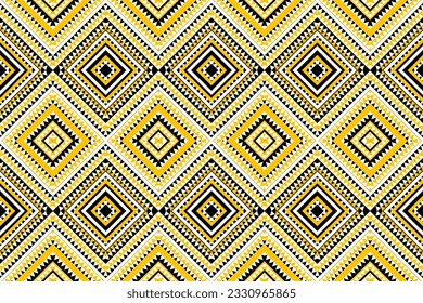 Seamless design pattern, traditional geometric zigzag pattern. white black yellow vector illustration design, abstract fabric pattern, aztec style for print textiles 