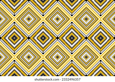 Seamless design pattern, traditional geometric zigzag pattern. yellow white black vector illustration design, abstract fabric pattern, aztec style for print textiles 