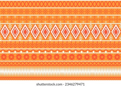 Seamless design pattern, traditional geometric zigzag circle pattern.yellow orange white vector illustration design, abstract fabric pattern, aztec style for print textiles 