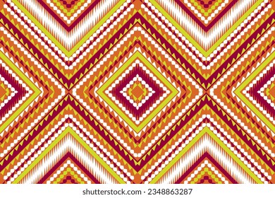 Patrón de diseño sin soldadura, patrón de zigzag geométrico tradicional.diseño de ilustración vectorial amarillo rojo naranja, patrón de tejido abstracto, estilo azteca para tejidos de impresión 