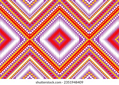 Seamless design pattern, traditional geometric zigzag pattern.red drop of water red white yellow purple vector illustration design, abstract fabric pattern, aztec style for print textiles 