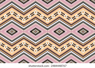 Seamless design pattern, traditional geometric zigzag pattern. pink brown white green vector illustration design, abstract fabric pattern, aztec style for textiles