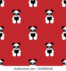 
seamless design patterns illustration of modern pandas. red background. wallpaper, paper, animal design and ready to be printed on fabric and t-shirts.