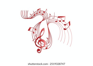 Seamless design pentagram melody with music notes gradient color free vector editable background