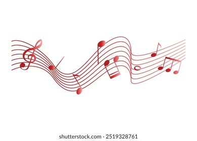 Seamless design pentagram melody with music notes gradient color free vector editable background