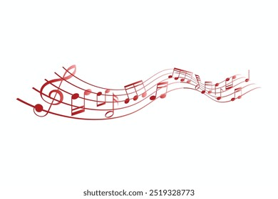 Seamless design pentagram melody with music notes gradient color free vector editable background