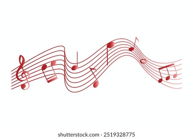 Seamless design pentagram melody with music notes gradient color free vector editable background