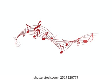 Seamless design pentagram melody with music notes gradient color free vector editable background