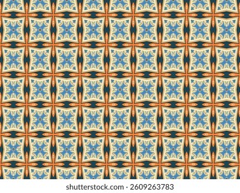 Seamless Design Tile Digital Background Template Graphic Fashion Cloth Fabric Texture Symmetric Endless Shape Art Perspective Luxury Decoration Textile Visual Geometric Interior Wallpaper Pattern.