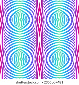 Seamless design vector Beauty circular oval line art batik ethnic dayak borneo pattern with colourful gradient 