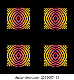 Seamless design vector Beauty circular oval line art batik ethnic dayak borneo pattern with colourful gradient 