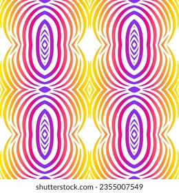 Seamless design vector Beauty circular oval line art batik ethnic dayak borneo pattern with colourful gradient 