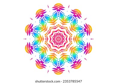 Seamless design vector Beauty flower line art batik ethnic dayak borneo pattern with colourful gradient 